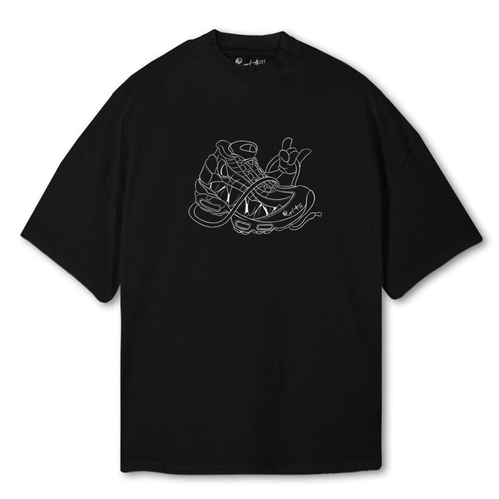 110 Shark Oversized Black Tee